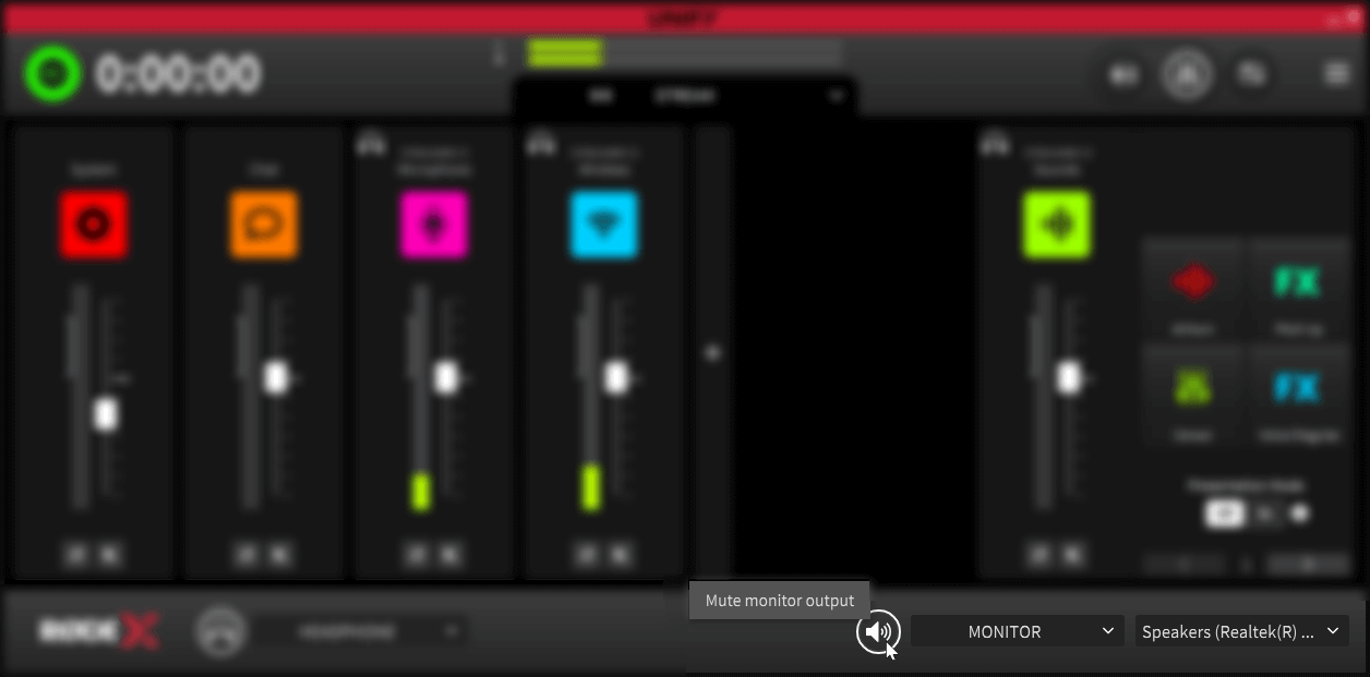 UNIFY monitor output mute button